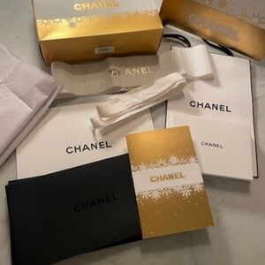 Bundle of Chanel Paper Gift box, Cards, Envelopes, Ribbons, Tissue Paper, Bag